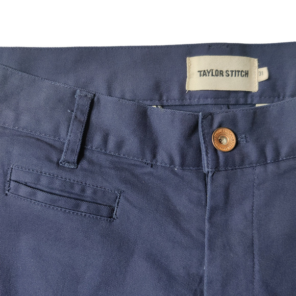 Taylor Stitch Slim Fit Organic Cotton Stretch Twill Chinos Navy Blue Size 31 - Picture 5 of 14